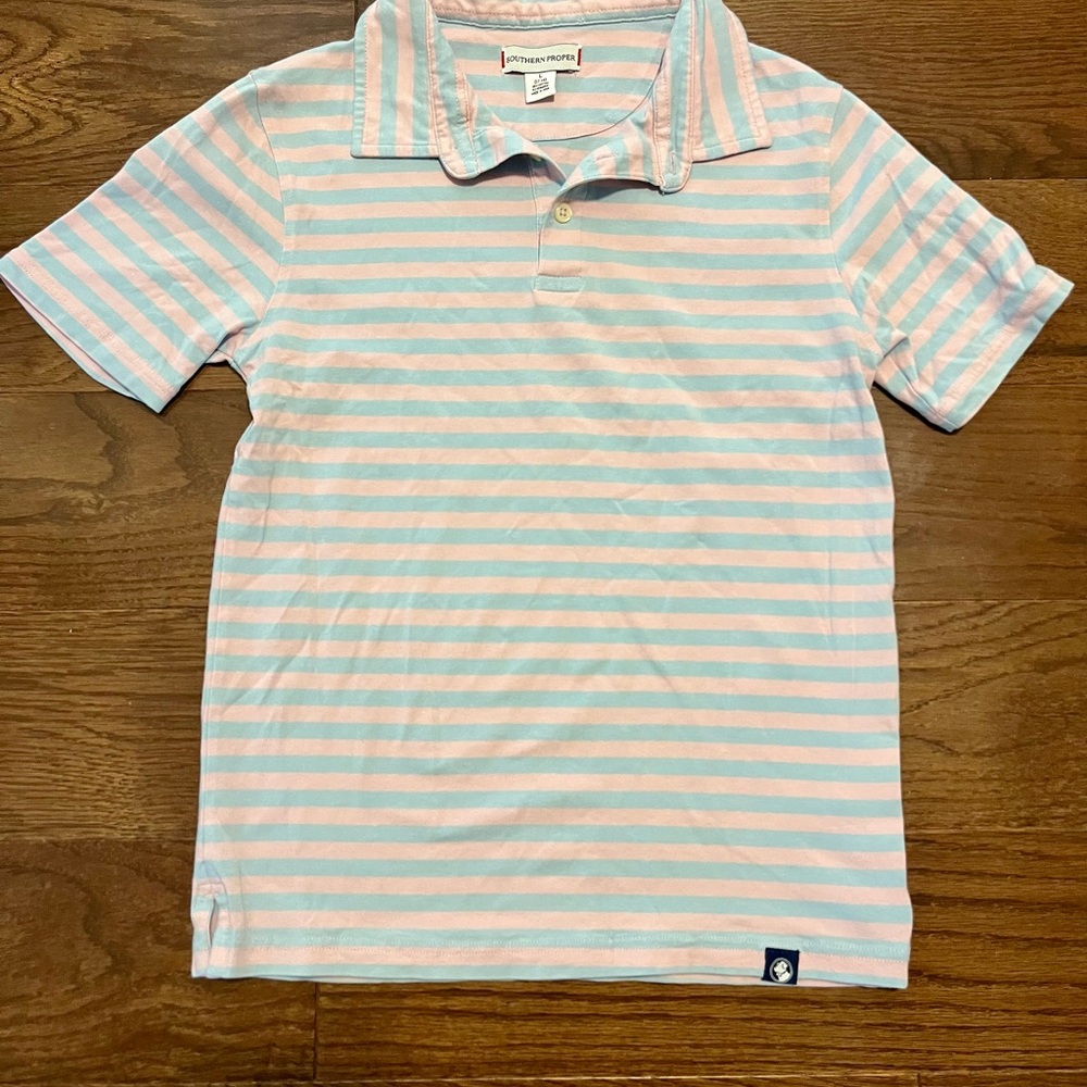 Southern Proper Striped Polo Shirt - Light Blue and Pink